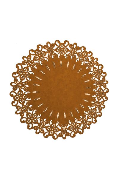 Deriver Home Klasik Deri Yuvarlak Avangard  Tarçın  70x70 cm.