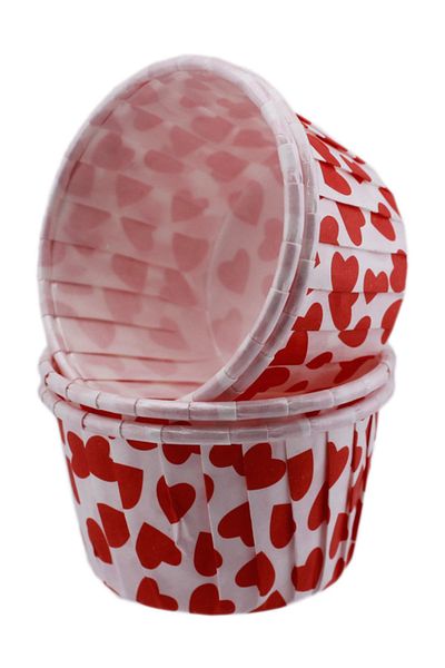 TT Tahtakale Toptancıları 50 Pieces Large Size 62*40MM PATTERNED Heart Pattern Cupcake Mold