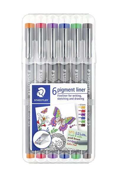 Staedtler 30805-ssb6 Pigment Liner Mixed Color 0.5 Mm 6-Piece Set