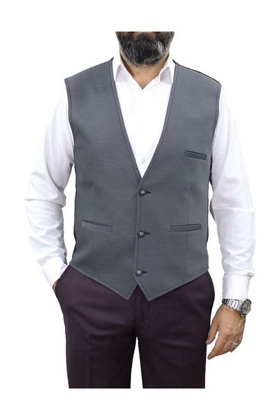 MENTOR REGALO Men's Vest V-Neck Gray 50242