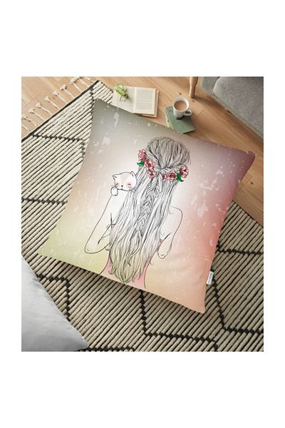 Realhomes Pernă de podea modernă cu imprimeu digital Fashion Girl - 70 x 70 cm