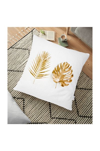 Realhomes Perna Moderna Pardoseala 3D Auriu Frunze De Palmier - 70 X 70 Cm