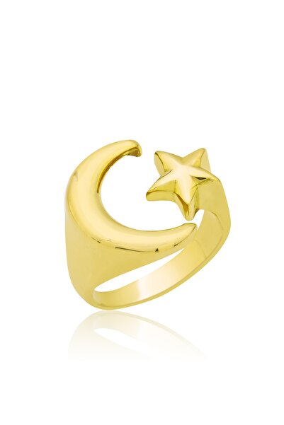 Papatya Silver 925 Ayar Ay Yıldız Gümüş Bayan Yüzük