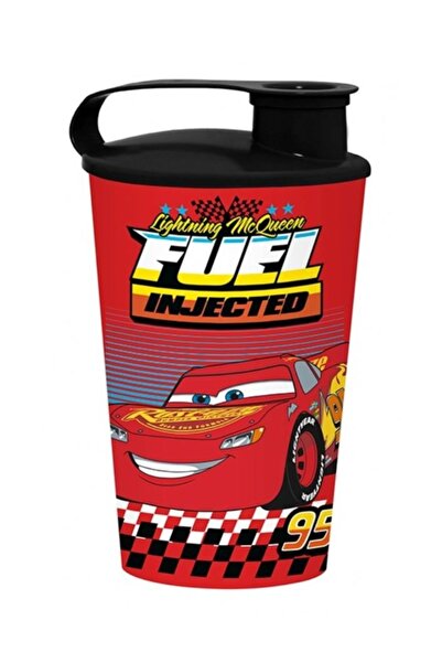 Herevin Cars Lisanslı 340 Ml Kapaklı Plastik Kırmızı Bardak - Erkek Çocuk