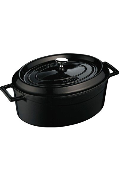 Lava قدر حديد زهر بيضاوي عصري مقاس 29 سم باللون الأسود