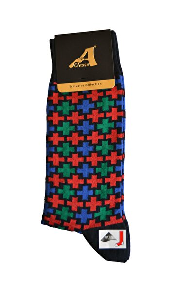 A CLASSE Plus Patterned Navy Blue Socks