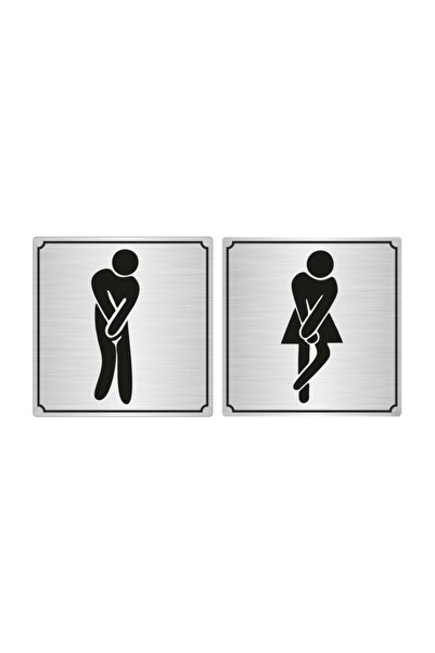 Wc Male Female Orientation Board 15 X 15 Cm Adhesive Silver Color