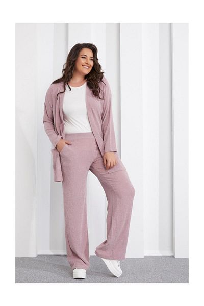 Seamoda Cardigan Trousers Double Suit Light Pink