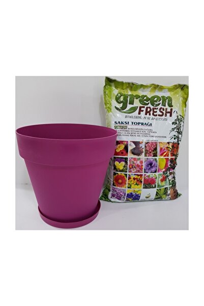 Ekodoğa Saksı 6 Lt 24x22 cm 5 L Torf Vişne Renkli Saksı Plastik Saksı Çiçek