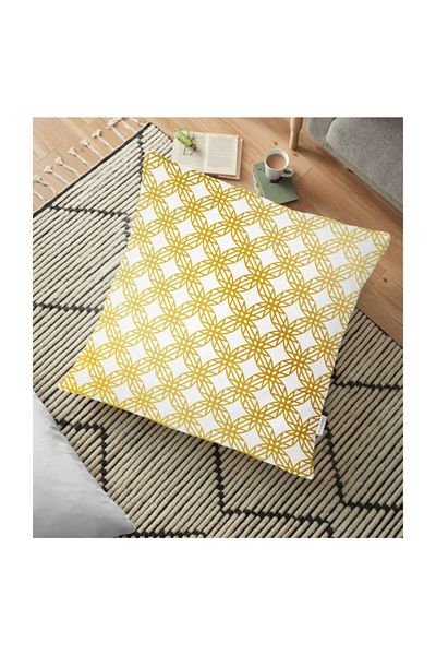 Realhomes Pernă de podea modernă cu design special cu artă geometrică detaliu auriu - 70 X 70 cm