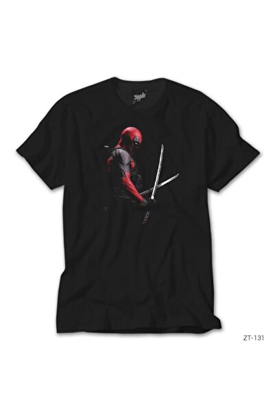 Z zepplin Tricou negru Deadpool cu ​​sabie