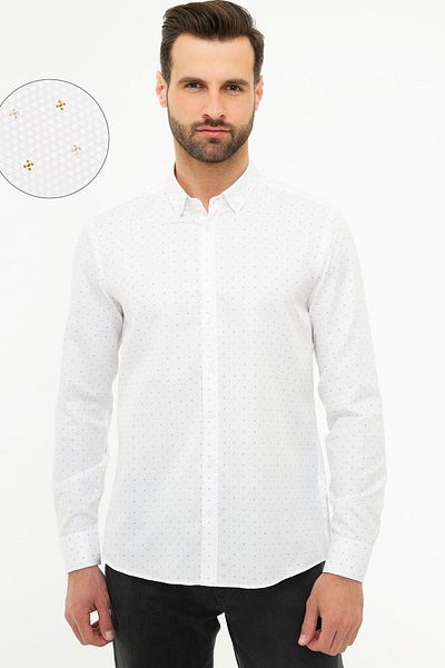 Pierre Cardin Мъжка бежова тениска бяла риза с детайли G021GL004.000989232