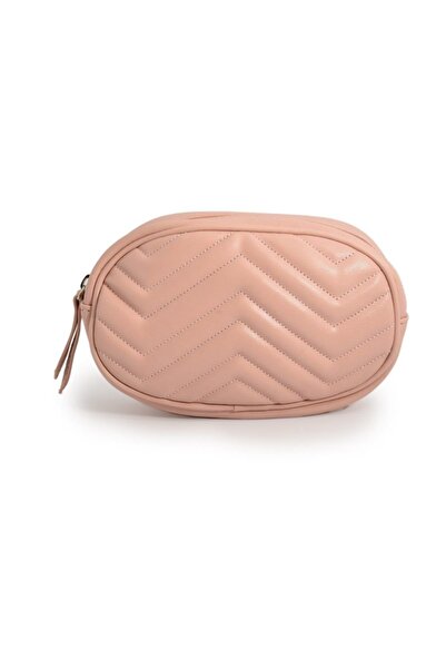 Moda1001 Geantă de talie pentru femei din piele cu cusătură în zig-zag cu fer...