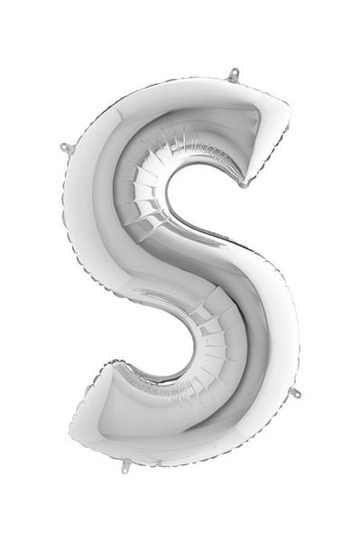 Big Party S Letter Silver Foil Balloon 102 cm