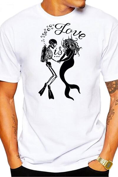 SCUBAPROMO Muška majica Scuba Scull Mermaid Love