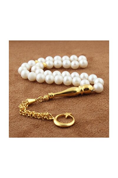 Tesbihsepetim Inci Tesbih 925 Ayar Gümüş Püskül Ve Altın Yaldız Kaplama