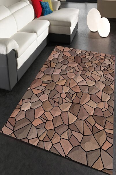 Resmiro Çatlak Taş Desenli Dijital Baskılı Halı