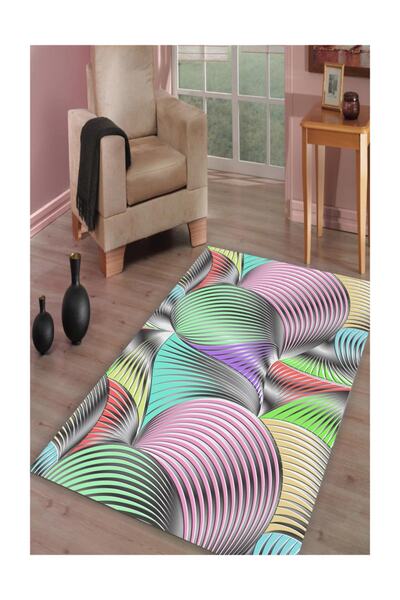 Resmiro 3d Geometrik Renk Buluşması Dijital Baskılı Halı
