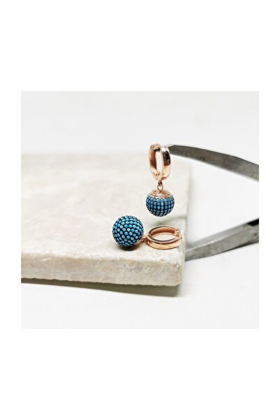 MySilvers Firuze Taşlı Top Küpe Rose