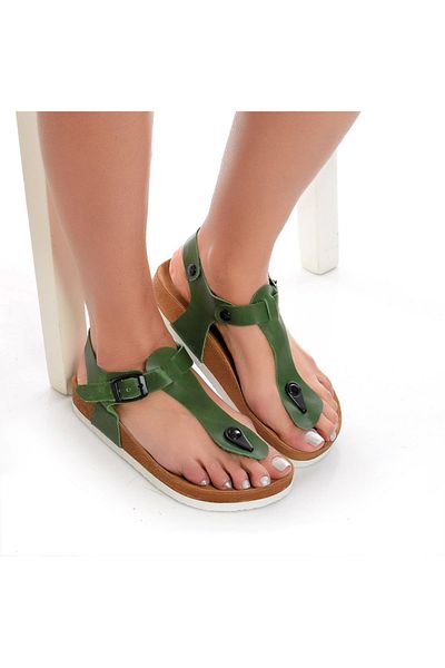 Moosefield Genuine Leather Light Green Women's Sandals