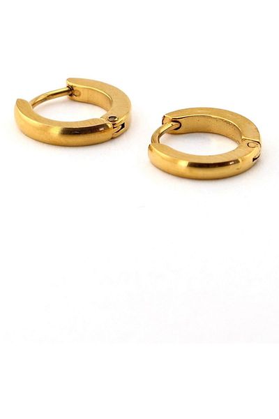 Solfera Thin Yellow Steel Hoop Double Men's Earrings E415