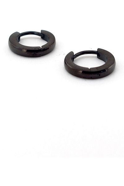 Solfera Black Double Men's Earrings - Steel Hoop, E417