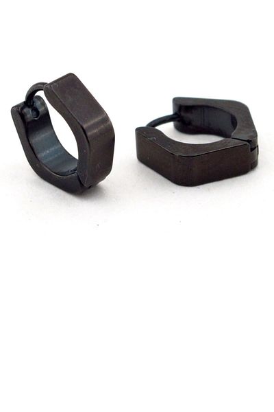 Solfera Square Design Stainless Black Steel Men's Earrings E555