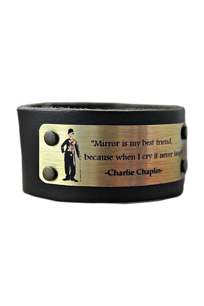 LADYMİRAGE Charlie Chaplin Original Leather Bracelet