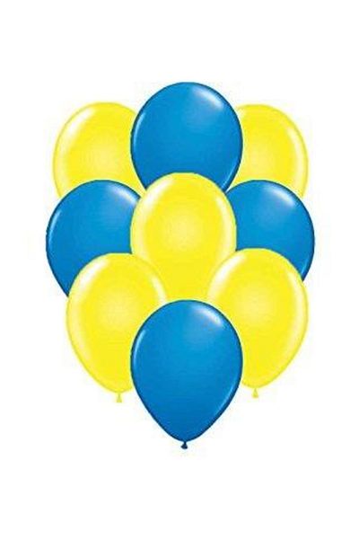 Parti dolabı 25 Pieces Metallic Dark Blue Navy Blue-Chick Yellow Balloon Flying with Helium
