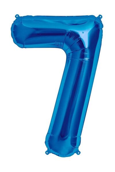 Parti dolabı 100 cm Mavi 7 Rakam Folyo Balonu, Sayı Büyük Boy Helyumla Uçan