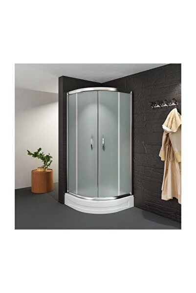 Duşakabincim 80x80 Cm Oval Buzlu Tekne + Duşakabin 5mm