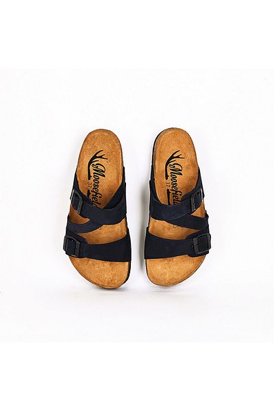 Moosefield Genuine Leather Black Women's Slippers