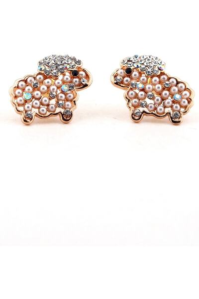 Solfera Taşlı Incili Kuzu Tasarım Bayan Küpe E349