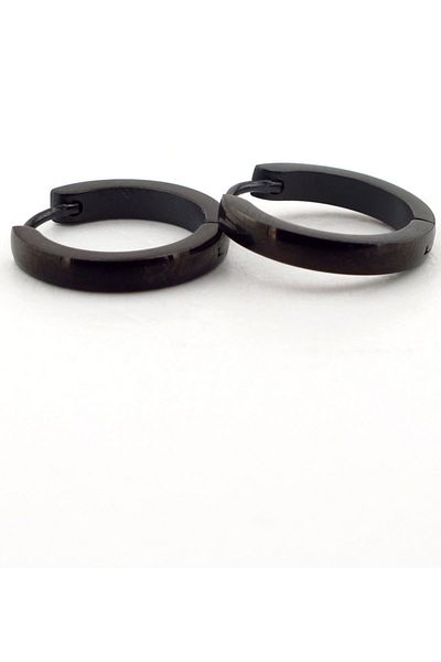 Solfera Slope 18 mm Oversized Black Hoop Steel Men's Earrings E665