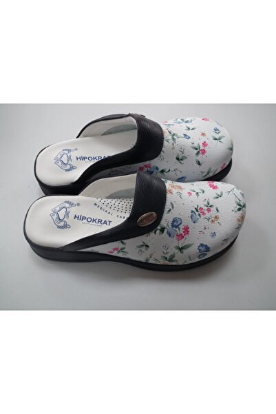 Hipokrat Papuci medicali Sabo cu flori albi pentru femei