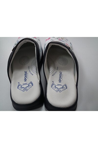 Hipokrat Papuci medicali Sabo cu flori albi pentru femei