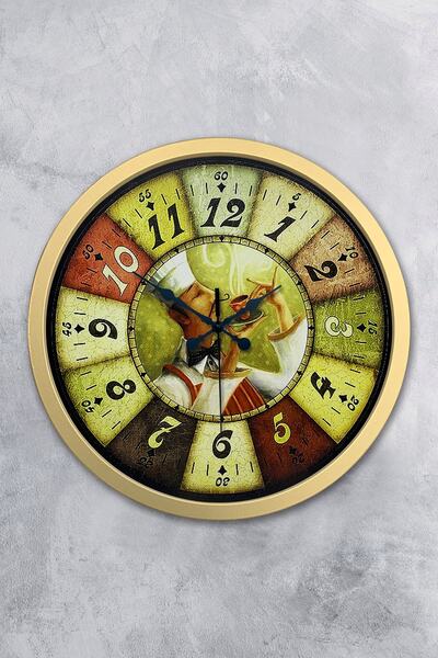 Kasva Concept هدية ساعة حائط شيف معدنية ذهبية مقاس 36 سم