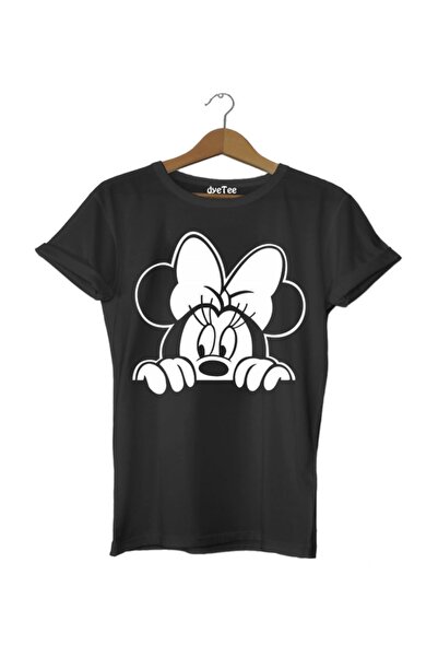Dyetee Unisex Γυναικείο T-Shirt Minnie Hiding - Μοντέρνο και Στυλάτο