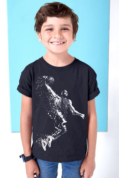 ROCKANDROLL Tricou Pro Slam Dunk negru cu mânecă scurtă pentru fete băieți un...