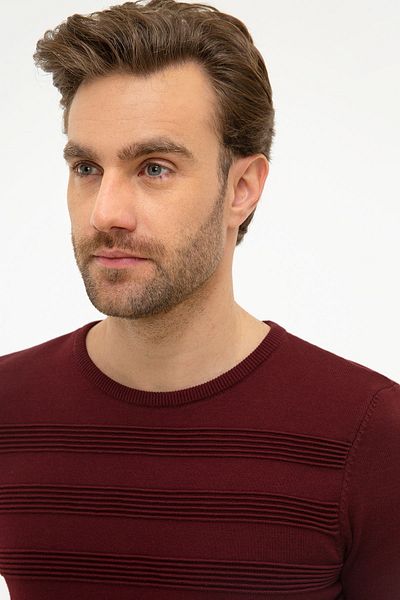 Pierre Cardin Men's Claret Red Slim Fit Knitwear Sweater G021GL0TK.000.1100502
