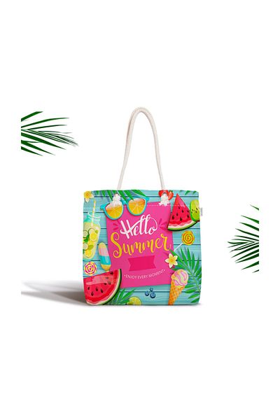 Realhomes Hello Summer Special Designed Digital υφασμάτινη τσάντα με φερμουάρ Canta-3098