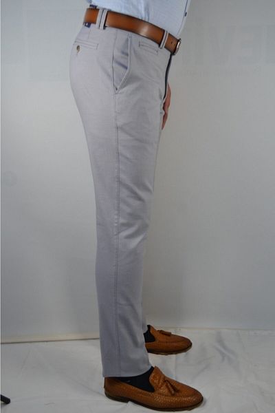 Bomonti Men's Gray Cotton Stretchy Pants with Watch Pocket