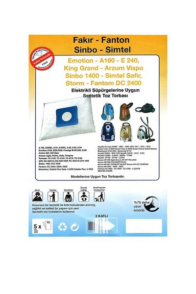 Arçelik Samsung Vcc5480V3R Compatible Vacuum Cleaner Cloth Dust Bag 25 Pieces