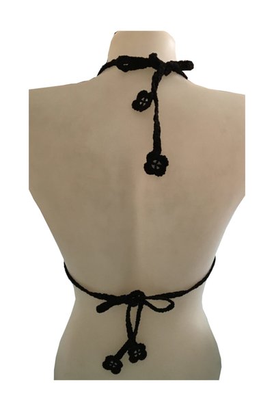Pafuli Hand Knitted Bikini Top Black (36-38)