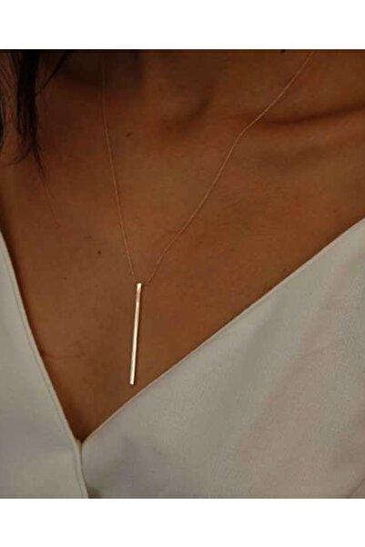 Reis Kuyumculuk Kadın Uzun Çubuk Pembe Altın Kolye T294.