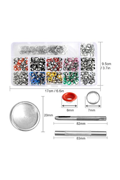 İşkur Makina 5 Mm Renkli Metal Kuş Gözü 300 Set Ve Saklama Kutusu
