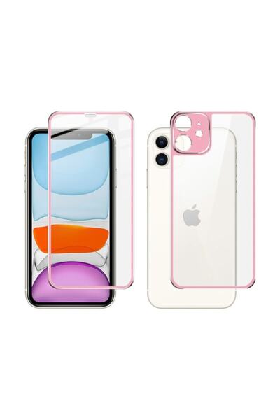 Ally Mobile Iphone 11 6.1 Inch Metal Çerçeve Ön Arka 3d Full Tempered Cam Kor...