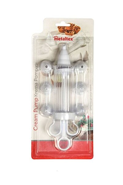 TT Tahtakale Toptancıları مجموعة هدية من 7 قطع من مضخة ضغط الكريمة ميتالتكس