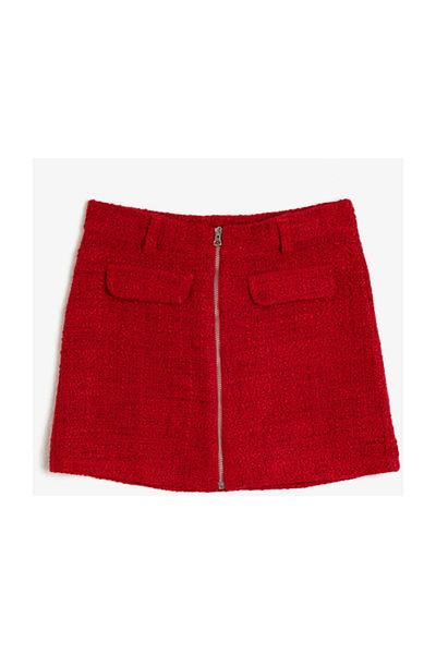 Koton Girl's Red Zipper Detailed Skirt