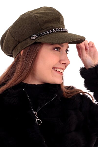 Deafox Desenli Önü Zincirli Kadın Şapka DFX98712